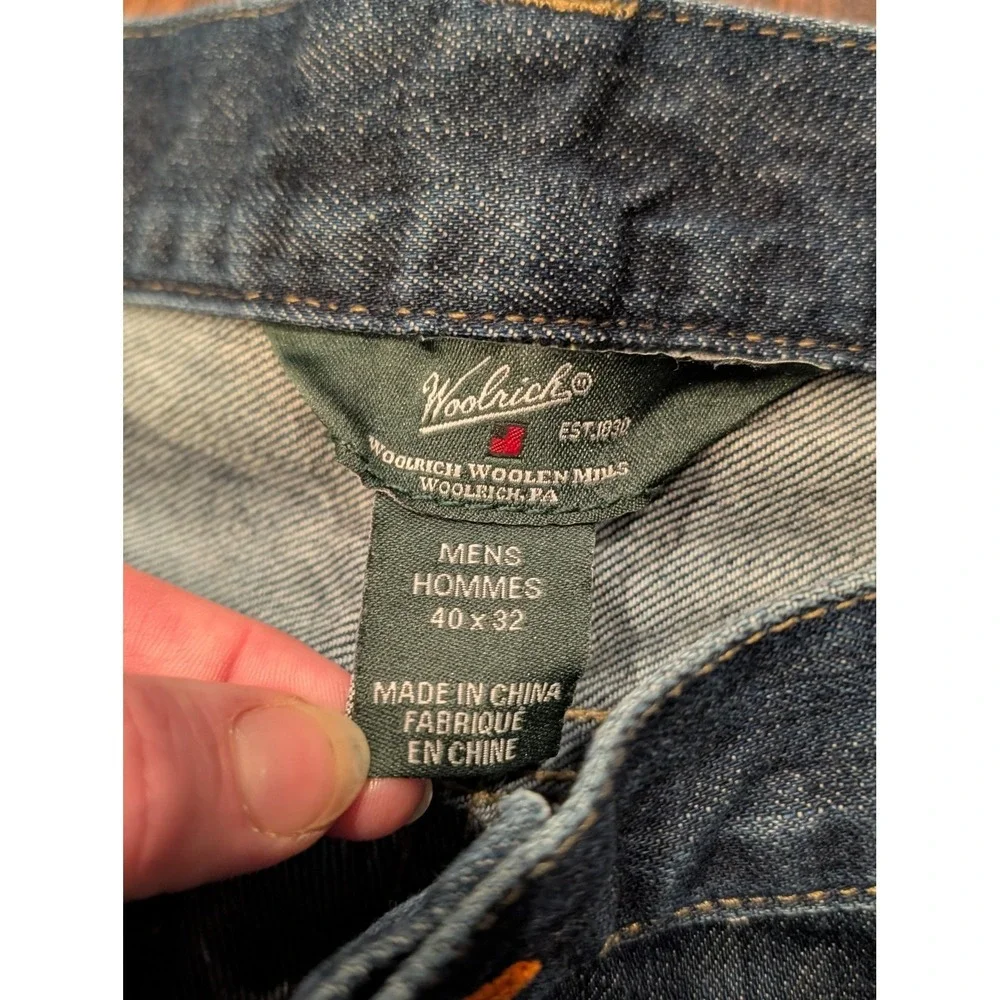 Woolrich Jeans Mens 40x32 Blue Denim Straight Leg Classic‎ Five Pocket Dark Wash